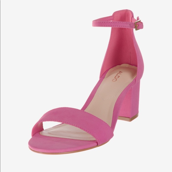 ALDO Villarosa Suede Pink Low Sandal Heel - Picture 2 of 8